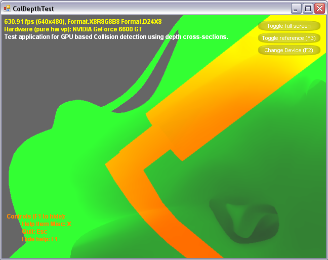 Where green and yellow are darkest, there is a collision